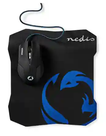  Amigo Nedis USB Wired Gaming Mouse and Durable Mouse Pad Set with 6 Programmable Buttons 1600 DPI (Black)